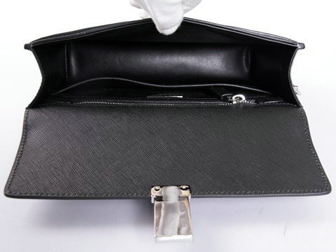2014 Prada Saffiano Leather Flap Clutch VR0092 black for sale